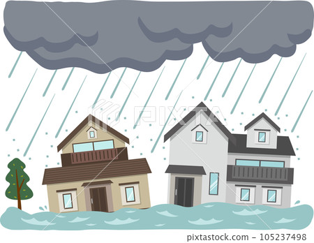house damaged by heavy rain 105237498