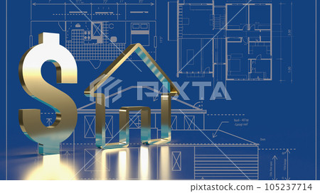 The dollar symbol and home icon for property business concept 3d rendering 105237714