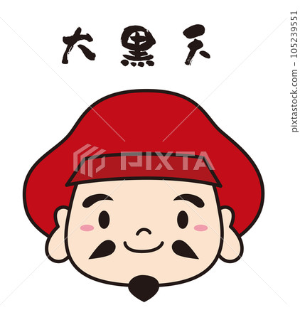 Seven Lucky Gods Character Icon Illustration With Line / Face / Daikokuten 105239551