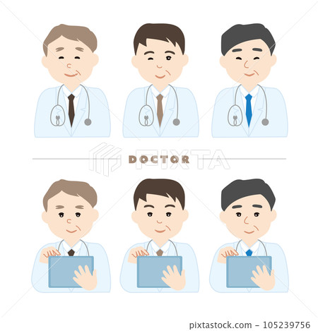 3 male doctors operating electronic charts with facial expressions variation smiles 4cf 3 male doctors operating electronic charts with facial expressions variation smiles 4cf 105239756