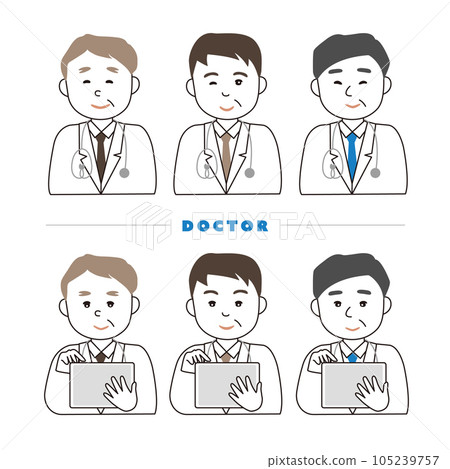 3 male doctors operating electronic medical records with facial expressions variation smiles 4c 3 male doctors operating electronic medical records with facial expressions variation smiles 4c 105239757