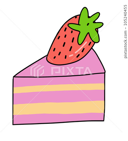 a piece of cake with a hand painted fruit 105240455
