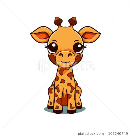 Cute Giraffe Vector Illustration on White 105240749