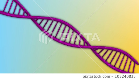Composition of purple dna stand over yellow background 105240833