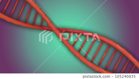 Composition of orange dna stand over green background Composition of orange dna stand over green background 105240835