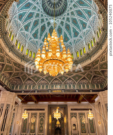 inside Sultan Qaboos Grand Mosque in Muscat, Oman. High quality photo 105240875