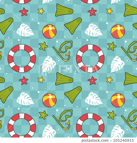 Swimming Pool Seamless Pattern Vector Illustration with Summer Vacation Element in Flat Cartoon Template Hand Drawn 105240933