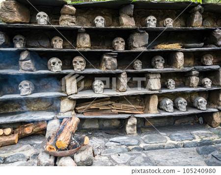 Taiwanese aborigines totem , indigenous traditional craft and house 105240980