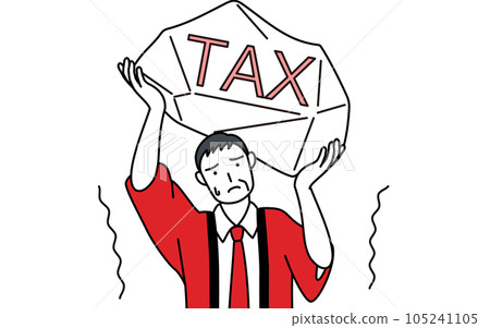 Senior male salesperson wearing a red happi coat suffering from tax increase Senior male salesperson wearing a red happi coat suffering from tax increase 105241105