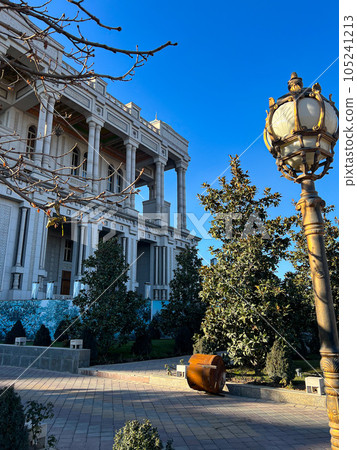 The exterior of Kohi Navruz Palace in Dushanbe, Tajikistan . High quality photo 105241213