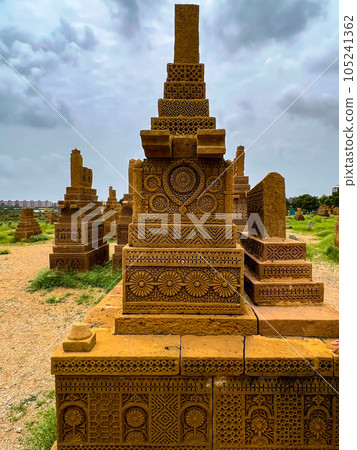 Chaukhandi tombs in Sindh province in Pakistan. High quality photo Chaukhandi tombs in Sindh province in Pakistan. High quality photo 105241362