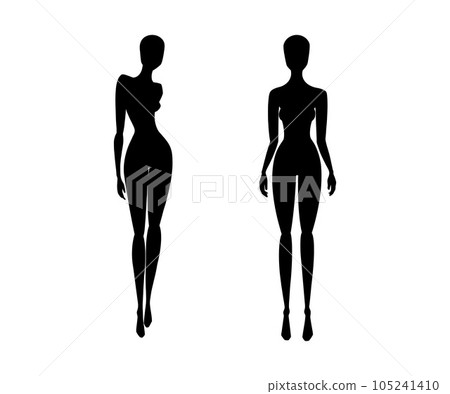 Woman body silhouettes fashion collection. Female mannequin for front view fashion designs. Vector illustration Woman body silhouettes fashion collection. Female mannequin for front view fashion designs. Vector illustration 105241410