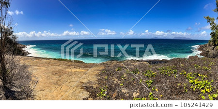 Panoramic view a volcanic cosat in the Seychelles. High quality photo Panoramic view a volcanic cosat in the Seychelles. High quality photo 105241429