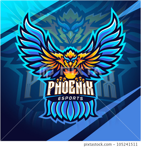 Blue phoenix esport mascot logo design 105241511
