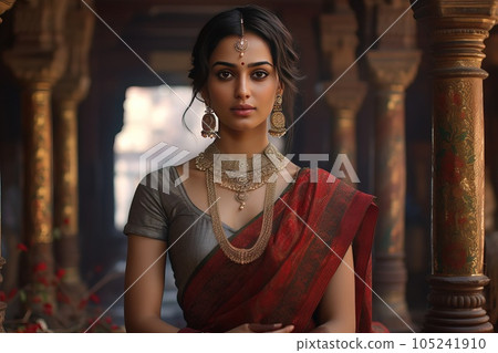 Portrait of a young Hindu woman. 105241910