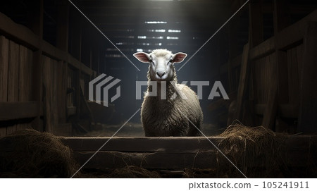 Sheep on a wool farm. 105241911