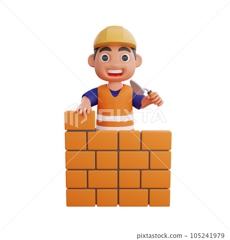 3d render cute construction workers activities 3d render cute construction workers activities 105241979