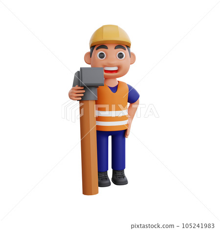 3d render cute construction workers activities 105241983
