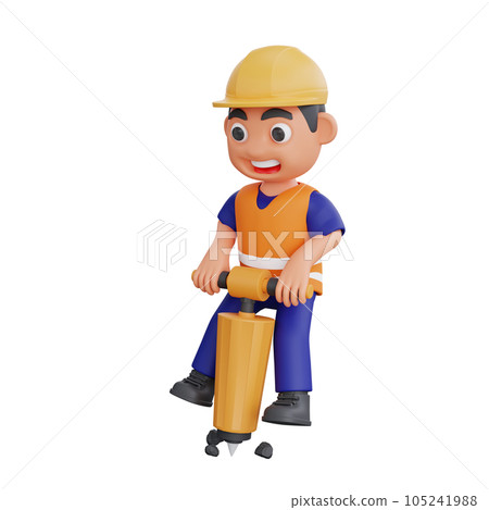 3d render cute construction workers activities 105241988