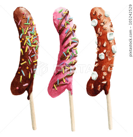 3 種帶有模擬水彩棒的巧克力香蕉 105242529