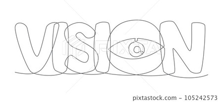 Vision One line drawing isolated on white background 105242573