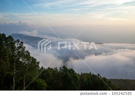 空台、雲海(長野縣)|傍晚時分,雲朵升起,形成雲海。 空台、雲海(長野縣)|傍晚時分,雲朵升起,形成雲海。 105242585