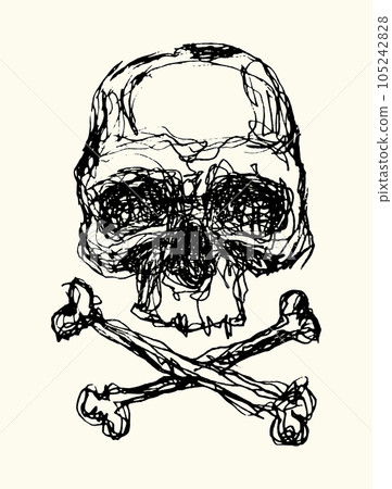 Skull. Hand drawn vector illustration. 105242828