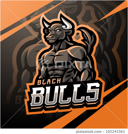 Black bulls esport mascot logo design 105243361