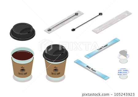 Takeaway hot coffee isometric vector illustration Takeaway hot coffee isometric vector illustration 105243923