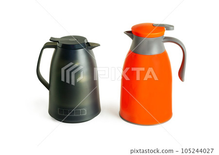 Dark green and orange thermos. Dark green and orange thermos. 105244027