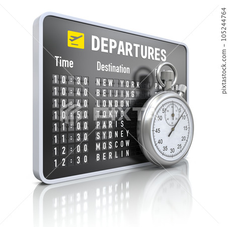 Departure board with stop watch Departure board with stop watch 105244764
