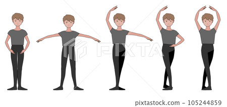 Dancer illustration set _ classical ballet position _ with main line 105244859
