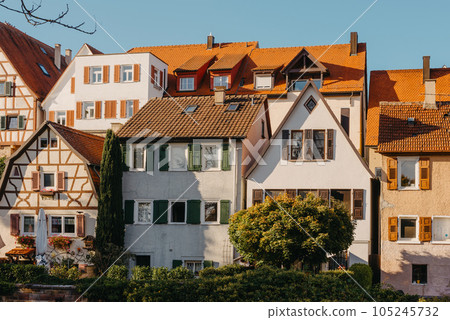 Old national German town house in Bietigheim-Bissingen, Baden-Wuerttemberg, Germany, Europe. Old Town is full of colorful and well preserved buildings. 105245732