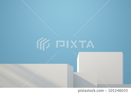 Minimal modern geometric architecture shape with blue sky, basic wall concrate white color Minimal modern geometric architecture shape with blue sky, basic wall concrate white color 105246035