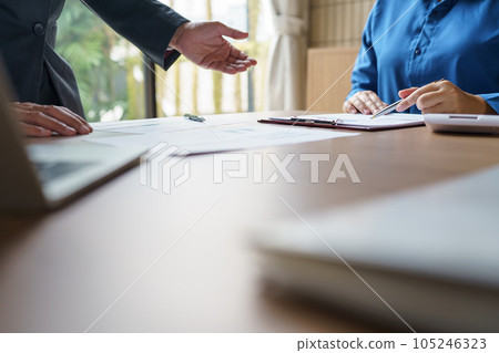 Business People Meeting Design Ideas professional investor working new start up project. businessman and businesswoman working together meeting concept. 105246323