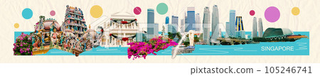Contemporary art collage or creative design from Singapore travel images Contemporary art collage or creative design from Singapore travel images 105246741