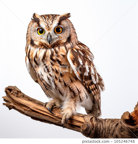 貓頭鷹棲息在樹枝上 105246748
