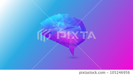 Abstract colorful human brain. Creative, Artificial intelligence, AI. Low polygonal and wireframe from dots and lines. Vector illustration Abstract colorful human brain. Creative, Artificial intelligence, AI. Low polygonal and wireframe from dots and lines. Vector illustration 105246956