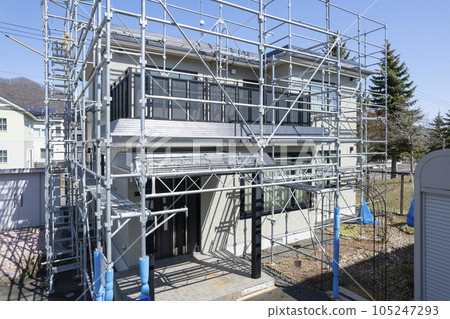 Appearance of a house under renovation (aerial photography) 105247293