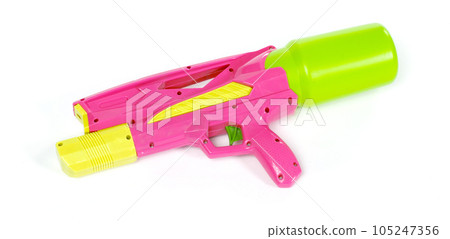 Plastic water gun isolated over white Plastic water gun isolated over white 105247356