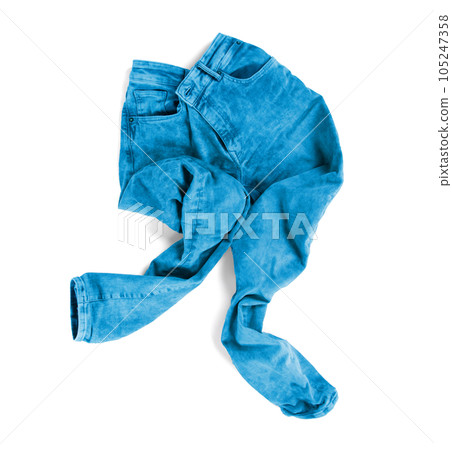 Worn blue jeans isolated on white Worn blue jeans isolated on white 105247358
