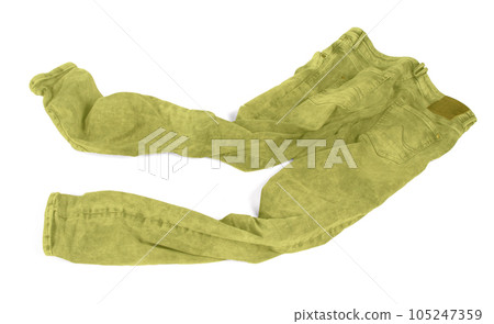 Worn yellow jeans isolated on white Worn yellow jeans isolated on white 105247359