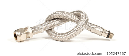 Flexible water hose, isolated on white Flexible water hose, isolated on white 105247367
