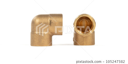 Brass fittings for plumbing pipes, connector for two different sizes, 90 degree angle Brass fittings for plumbing pipes, connector for two different sizes, 90 degree angle 105247382