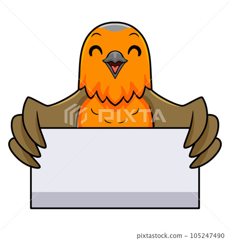 Cute bird cartoon holding blank sign Cute bird cartoon holding blank sign 105247490