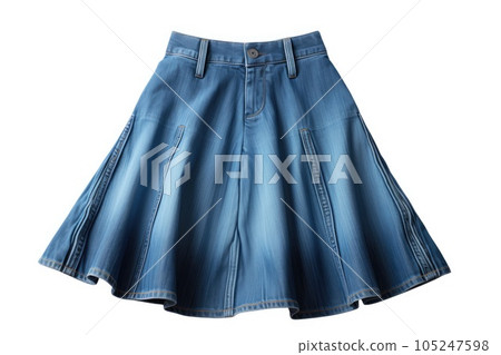 Denim skirt on white background. Generative AI 105247598