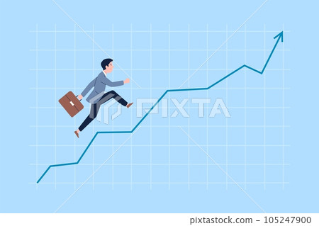 Man climb to goals. Climbing at graph, business success and fast climbing. Positive growth chart of economics, financial or self skills recent vector concept 105247900