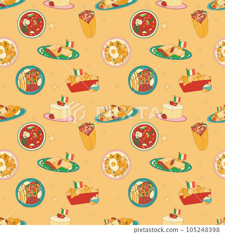Mexican traditional food seamless pattern. Vector illustration in hand drawn style 105248398