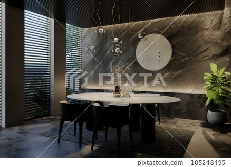 Modern dining room interior design... - Stock Illustration [105248495 ...