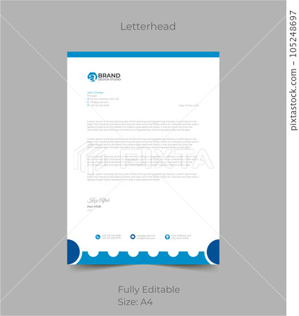 Blue Modern Letterhead Pad Template Design Blue Modern Letterhead Pad Template Design 105248697